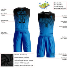 Load image into Gallery viewer, Custom Blue Black Round Neck Sublimation Basketball Suit Jersey