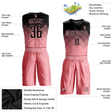 Load image into Gallery viewer, Custom Medium Pink Black Round Neck Sublimation Basketball Suit Jersey