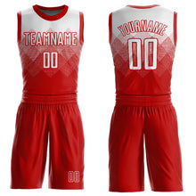 Load image into Gallery viewer, Custom Red White Round Neck Sublimation Basketball Suit Jersey