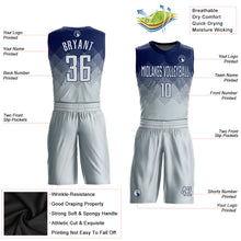 Load image into Gallery viewer, Custom Navy Silver Round Neck Sublimation Basketball Suit Jersey