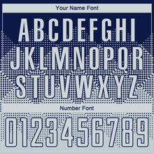 Load image into Gallery viewer, Custom Navy Silver Round Neck Sublimation Basketball Suit Jersey