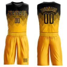 Load image into Gallery viewer, Custom Yellow Black Round Neck Sublimation Basketball Suit Jersey