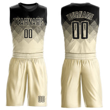 Load image into Gallery viewer, Custom Cream Black Round Neck Sublimation Basketball Suit Jersey