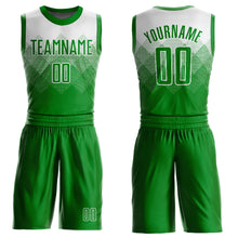 Load image into Gallery viewer, Custom White Grass Green Round Neck Sublimation Basketball Suit Jersey