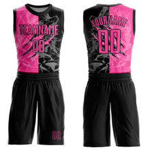 Load image into Gallery viewer, Custom Graffiti Pattern Pink-Black Scratch Round Neck Sublimation Basketball Suit Jersey