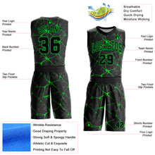 Load image into Gallery viewer, Custom Black Neon Green Round Neck Sublimation Basketball Suit Jersey