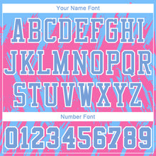 Load image into Gallery viewer, Custom Pink Light Blue-White Round Neck Sublimation Basketball Suit Jersey