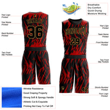 Load image into Gallery viewer, Custom Red Black-Old Gold Round Neck Sublimation Basketball Suit Jersey
