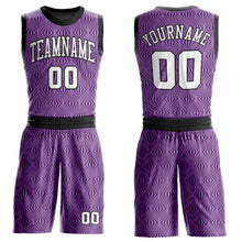 Load image into Gallery viewer, Custom Purple White-Black Round Neck Sublimation Basketball Suit Jersey