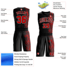 Load image into Gallery viewer, Custom Black Red-White Round Neck Sublimation Basketball Suit Jersey