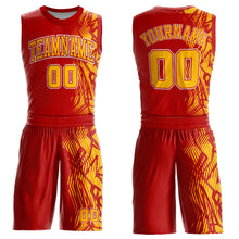 Load image into Gallery viewer, Custom Red Gold-White Round Neck Sublimation Basketball Suit Jersey