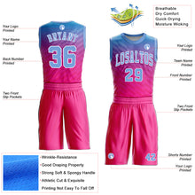 Load image into Gallery viewer, Custom Pink Light Blue-White Round Neck Sublimation Basketball Suit Jersey