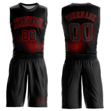 Load image into Gallery viewer, Custom Black Red Round Neck Sublimation Basketball Suit Jersey