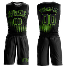 Load image into Gallery viewer, Custom Black Neon Green Round Neck Sublimation Basketball Suit Jersey