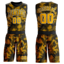 Load image into Gallery viewer, Custom Black Gold-White Round Neck Sublimation Basketball Suit Jersey