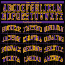 Load image into Gallery viewer, Custom Black Purple-Gold Round Neck Sublimation Basketball Suit Jersey