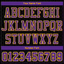 Load image into Gallery viewer, Custom Black Purple-Gold Round Neck Sublimation Basketball Suit Jersey