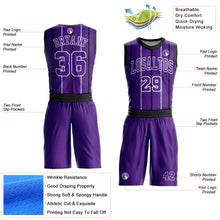 Load image into Gallery viewer, Custom Purple Black-White Round Neck Sublimation Basketball Suit Jersey