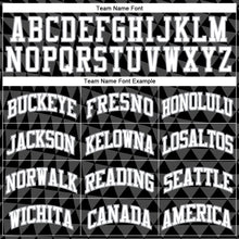 Load image into Gallery viewer, Custom Black White-Gray Triangle Shapes Round Neck Sublimation Basketball Suit Jersey