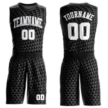 Load image into Gallery viewer, Custom Black White-Gray Triangle Shapes Round Neck Sublimation Basketball Suit Jersey