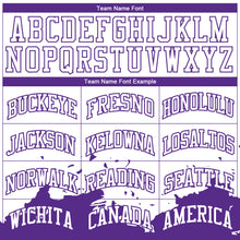 Load image into Gallery viewer, Custom White Purple Color Splash Round Neck Sublimation Basketball Suit Jersey