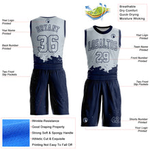 Load image into Gallery viewer, Custom Silver Navy Color Splash Round Neck Sublimation Basketball Suit Jersey