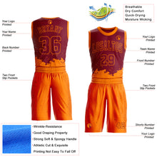 Load image into Gallery viewer, Custom Maroon Bay Orange Color Splash Round Neck Sublimation Basketball Suit Jersey
