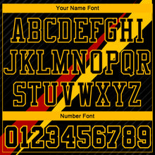 Load image into Gallery viewer, Custom Black Yellow-Red Diagonal Lines Round Neck Sublimation Basketball Suit Jersey