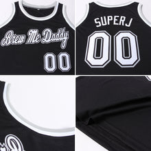 Load image into Gallery viewer, Custom Black White-Gray Round Neck Rib-Knit Basketball Jersey