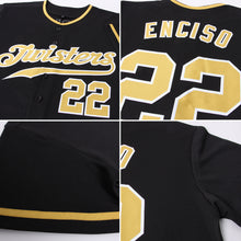 Load image into Gallery viewer, Custom Black Old Gold-White Authentic Baseball Jersey