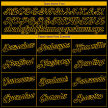 Load image into Gallery viewer, Custom Black Black Gold-Purple Authentic Throwback Basketball Jersey