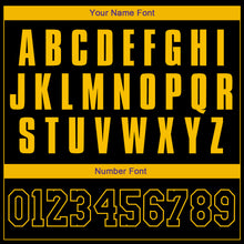 Load image into Gallery viewer, Custom Black Black Gold-Purple Authentic Throwback Basketball Jersey