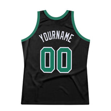 Load image into Gallery viewer, Custom Black Kelly Green-White Authentic Throwback Basketball Jersey