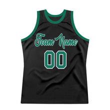 Load image into Gallery viewer, Custom Black Kelly Green-White Authentic Throwback Basketball Jersey