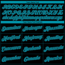 Load image into Gallery viewer, Custom Black Teal Authentic Throwback Basketball Jersey