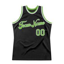 Load image into Gallery viewer, Custom Black Neon Green-White Authentic Throwback Basketball Jersey