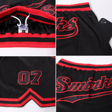 Load image into Gallery viewer, Custom Black Black-Red Authentic Throwback Basketball Shorts