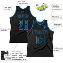 Load image into Gallery viewer, Custom Black Black-Blue Authentic Throwback Basketball Jersey