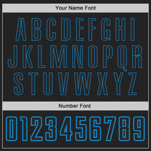 Load image into Gallery viewer, Custom Black Black-Blue Authentic Throwback Basketball Jersey