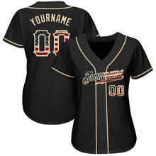 Load image into Gallery viewer, Custom Black Vintage USA Flag-Cream Authentic Baseball Jersey