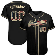 Load image into Gallery viewer, Custom Black Vintage USA Flag-Cream Authentic Baseball Jersey