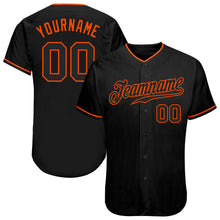 Load image into Gallery viewer, Custom Black Black-Orange Authentic Baseball Jersey