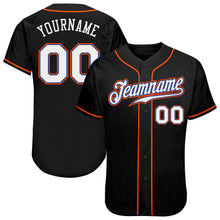 Load image into Gallery viewer, Custom Black White-Orange Authentic Baseball Jersey
