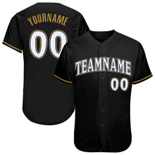 Load image into Gallery viewer, Custom Black White Old Gold-Royal Authentic Baseball Jersey