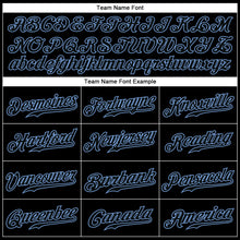 Load image into Gallery viewer, Custom Black Black-Light Blue Authentic Baseball Jersey