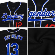 Load image into Gallery viewer, Custom Black Black-Light Blue Authentic Baseball Jersey