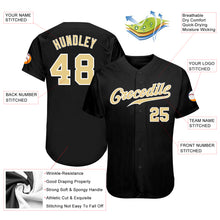 Load image into Gallery viewer, Custom Black Vegas Gold-White Authentic Baseball Jersey