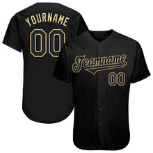 Load image into Gallery viewer, Custom Black Black-Vegas Gold Authentic Baseball Jersey