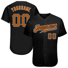 Load image into Gallery viewer, Custom Black Texas Orange-White Authentic Baseball Jersey