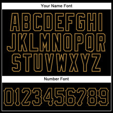 Load image into Gallery viewer, Custom Black Old Gold Pinstripe Black Authentic Baseball Jersey